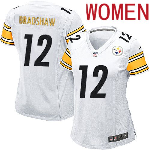 Women Pittsburgh Steelers #12 Terry Bradshaw Nike White Game NFL Jersey
